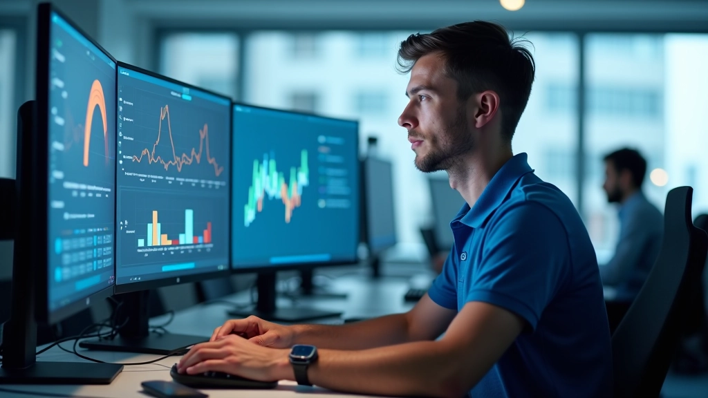 Professional developer working on website performance optimization with monitoring tools